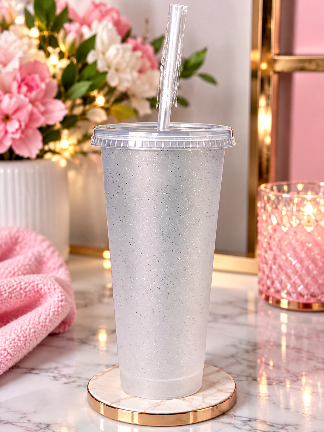 Clear glitter cold cup