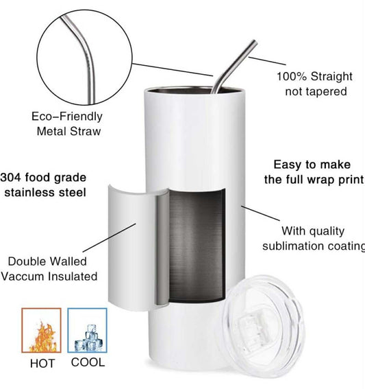 20oz Tumblers with straw and straw cleaner in box