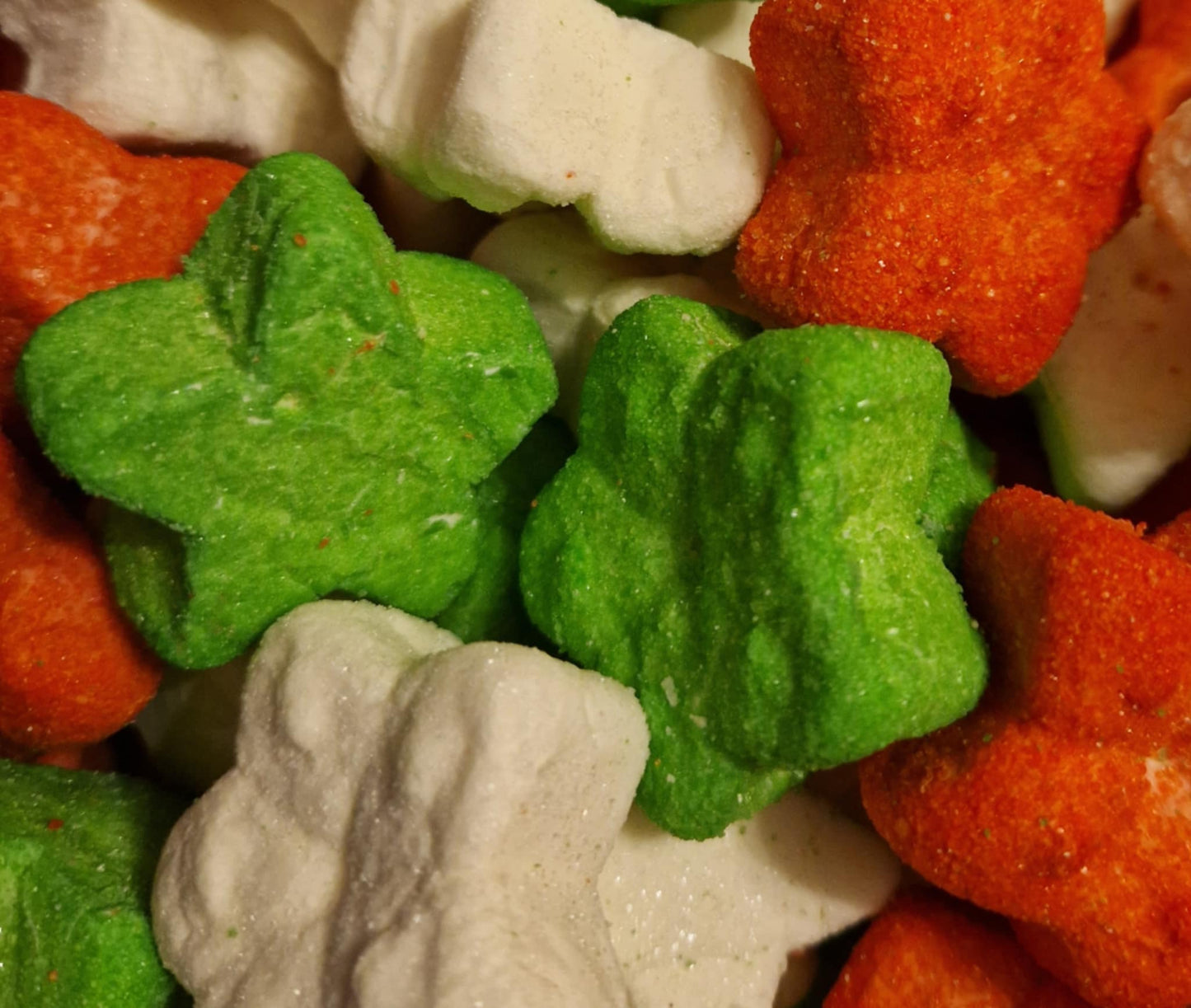 Green Red and White Mallow Stars